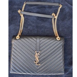 YSL Large Envelope Grain de Poudre Chevron bag